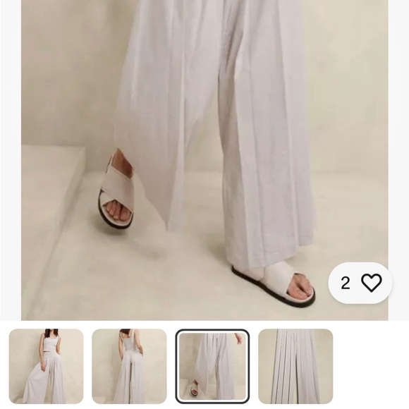 NWOT Banana Republic Factory LINEN-BLEND PALAZZO PANT6/Flax - Picture 6 of 6